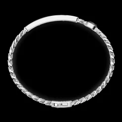 Bracciale a grumetta Zancan con targa e pietra nera.