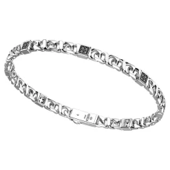 Bracciale a grumetta Zancan in argento con pietre nere.