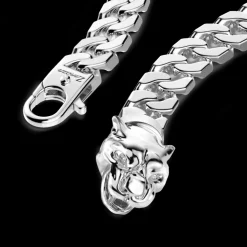 Bracciale a grumetta Zancan in argento con chiusura a testa di pantera.