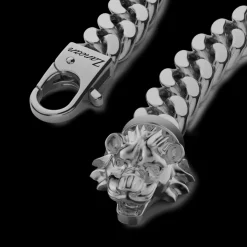 Bracciale a grumetta Zancan in argento con chiusura a testa di leone.