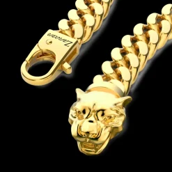 Bracciale a grumetta Zancan in argento con chiusura a testa di pantera.