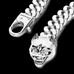 Bracciale a grumetta Zancan in argento con chiusura a testa di pitbull.