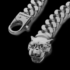Bracciale a grumetta Zancan in argento con chiusura a testa di pantera.