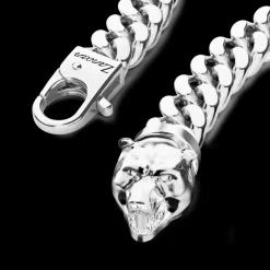 Bracciale a grumetta Zancan in argento con chiusura a testa d'orso.