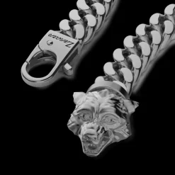 Bracciale a grumetta Zancan in argento con chiusura a testa di lupo.