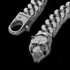 Bracciale a grumetta Zancan in argento con chiusura a testa d'orso.