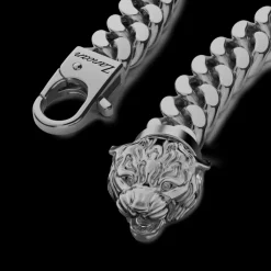 Bracciale a grumetta Zancan in argento con chiusura a testa di tigre.