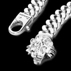Bracciale a grumetta Zancan in argento con chiusura a testa di leone.