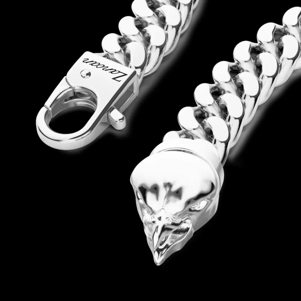 Bracciale a grumetta Zancan in argento con chiusura a testa d'aquila.