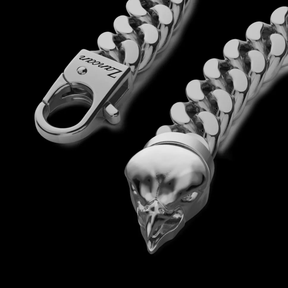 Bracciale a grumetta Zancan in argento con chiusura a testa d'aquila.