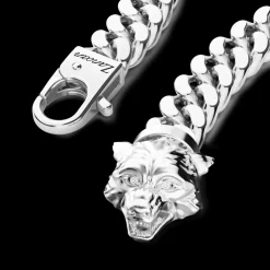 Bracciale a grumetta Zancan in argento con chiusura a testa di lupo.
