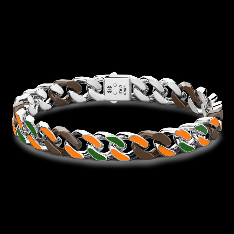 Bracciale a grumette Zanca in argento e ceramica con maglie smaltate.