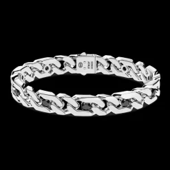 Bracciale a grumette Zanca in argento con pietre nere.