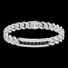 Bracciale a grumette Zanca in argento con targa e pietre nere.