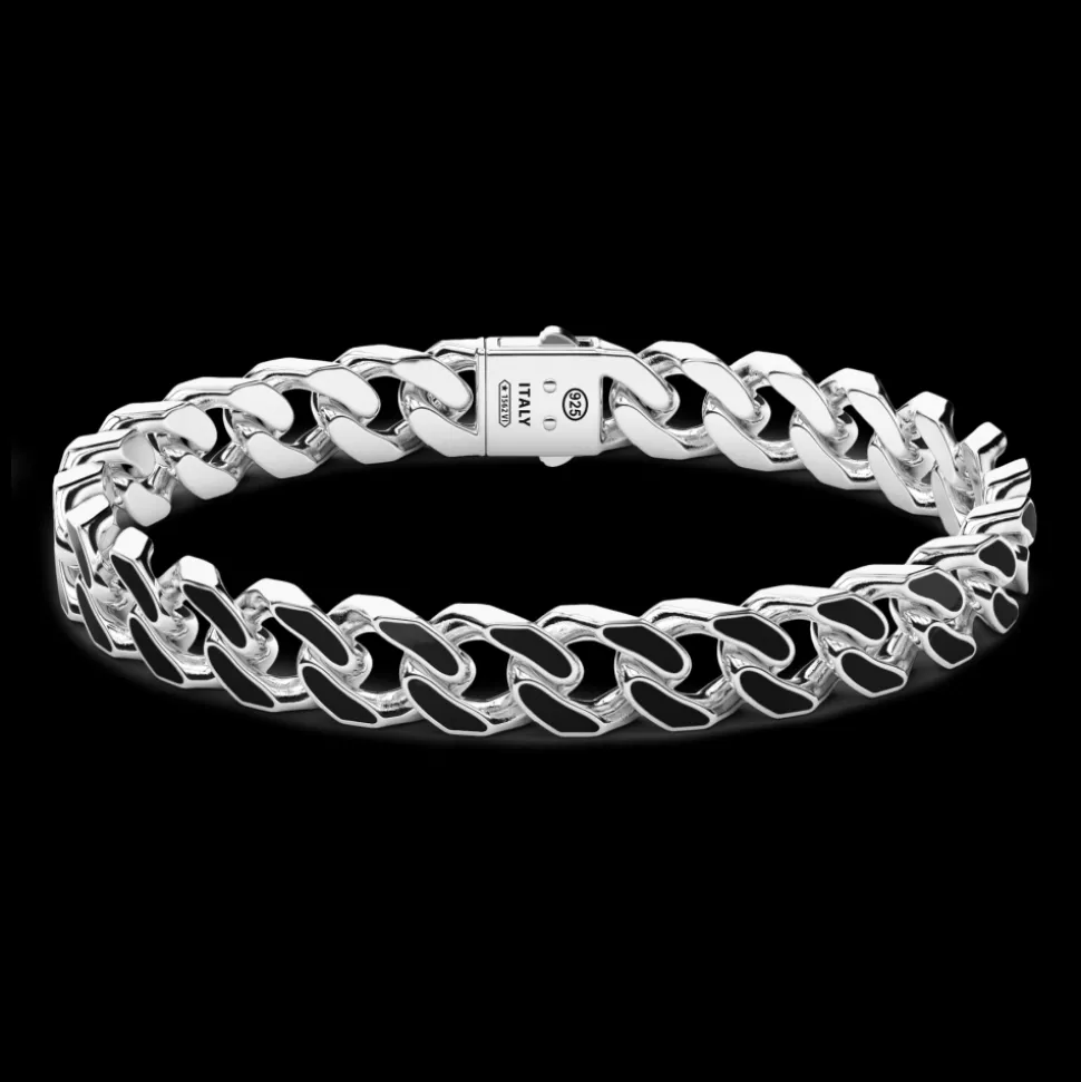 Bracciale a grumette Zanca in argento con smalto nero.