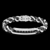 Bracciale a grumette Zanca in argento e ceramica con targa e pietre nere.