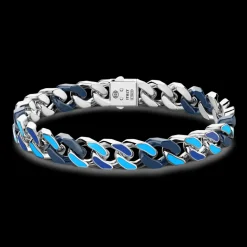 Bracciale a grumette Zanca in argento e ceramica con maglie smaltate.