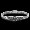 Bracciale a grumette Zancan in argento con targa e teschio.