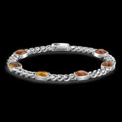 Bracciale a grumette Zancan in argento con pietre occhio di tigre.
