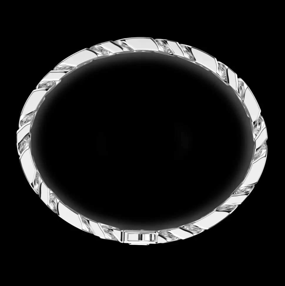 Bracciale a grumette Zanca in argento con pietre nere.