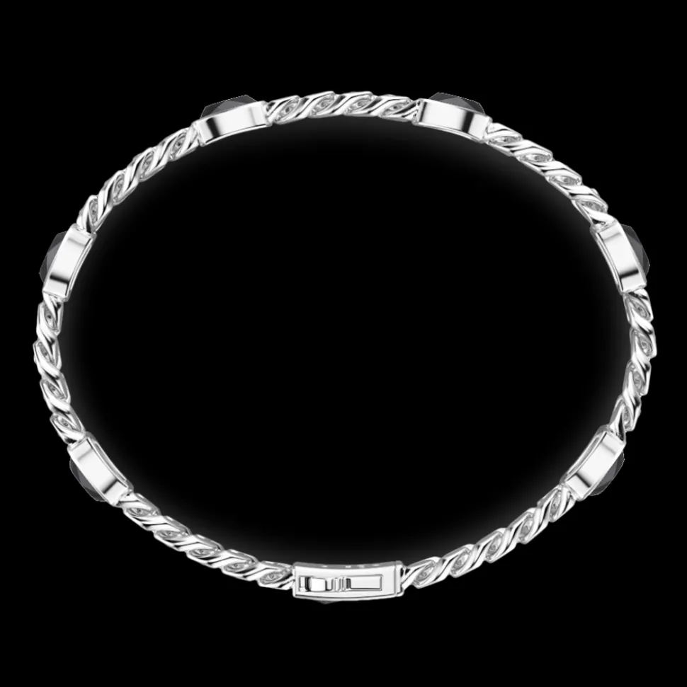 Bracciale a grumette Zancan in argento con pietre nere.
