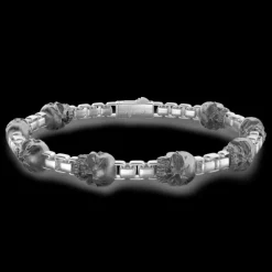 Bracciale a maglia Zancan in argento con teschi.