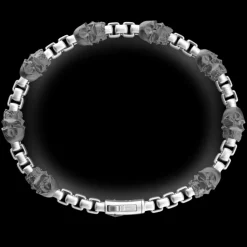 Bracciale a maglia Zancan in argento con teschi.