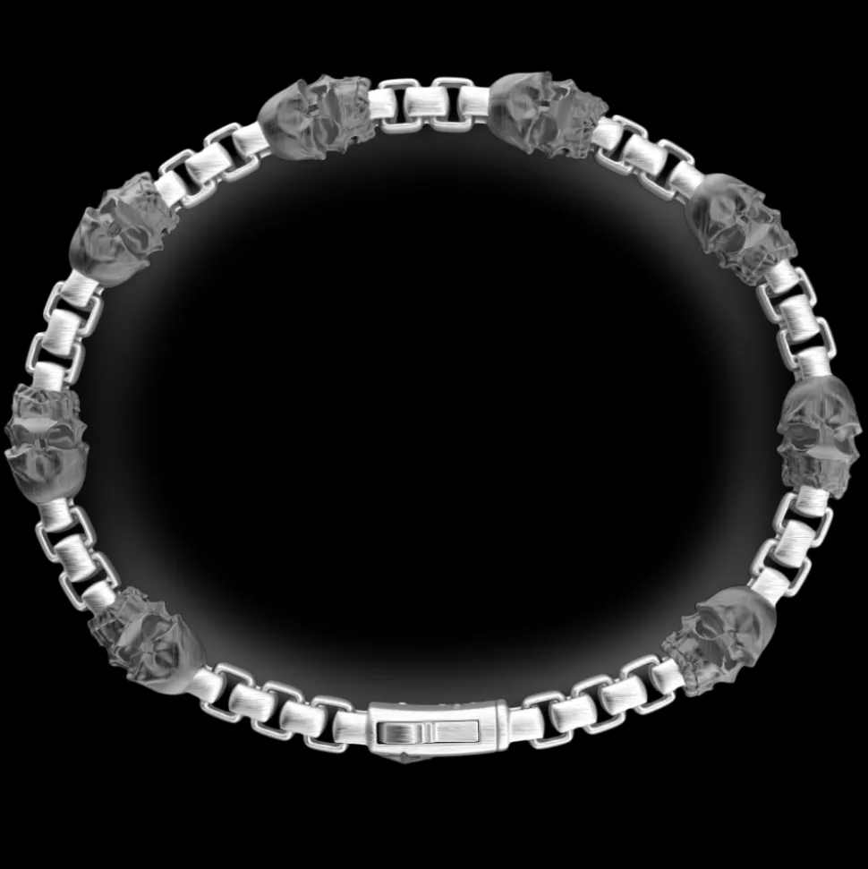Bracciale a maglia Zancan in argento con teschi.