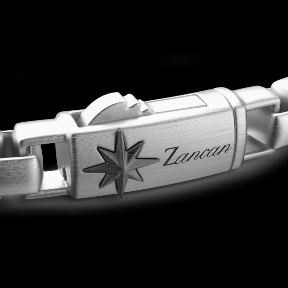 Bracciale a maglia Zancan in argento con teschi.
