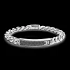 Bracciale Bugatti groumette in argento 925 con targa centrale.