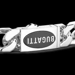 Bracciale Bugatti groumette in argento 925 con targa centrale.