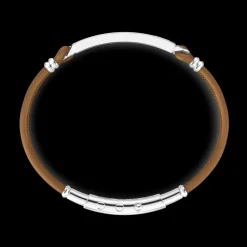 Bracciale Bugatti in pelle, con targa centrale in argento.
