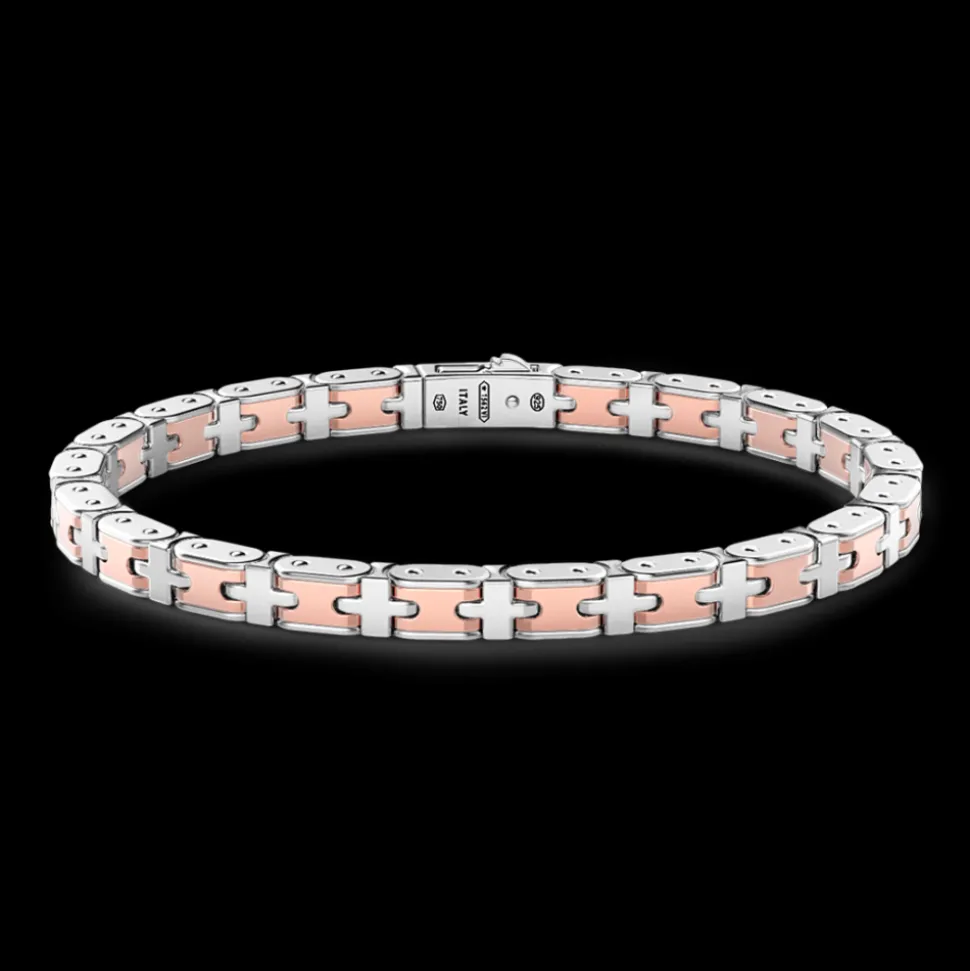 Bracciale da uomo Zancan in argento e oro rosa.