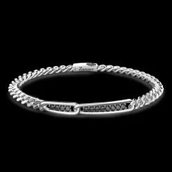 Bracciale grumetta Zancan in argento con pietre nere.