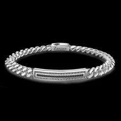 Bracciale grumetta Zancan in argento con pietre nere.