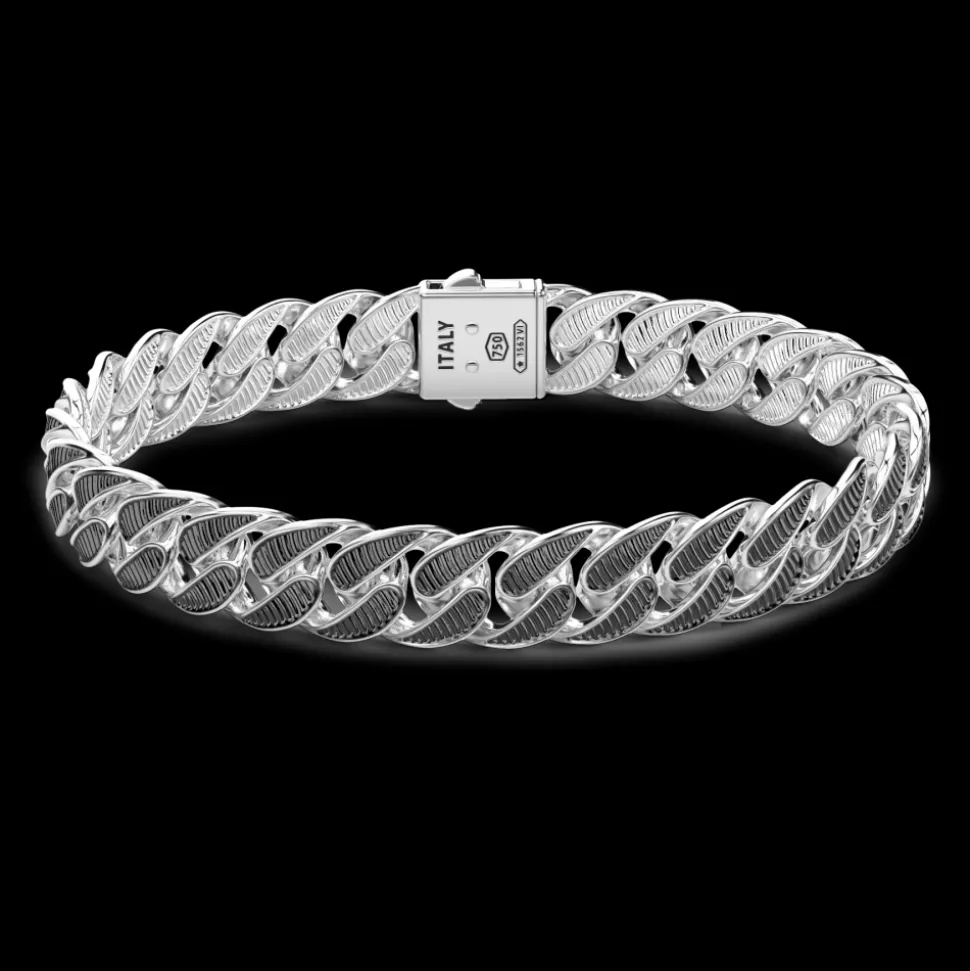 Bracciale grumetta Zancan in argento con finitura striata in colore nero.