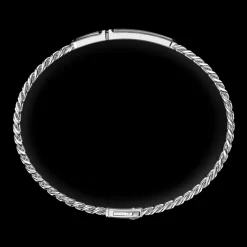 Bracciale grumetta Zancan in argento con targa e pietra nera.