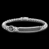 Bracciale grumette Zancan in argento con targa e pietra nera.