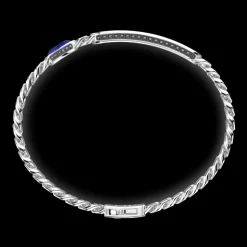 Bracciale grumette Zancan in argento con targa e pietra blu.