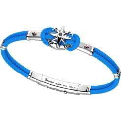 Bracciale in kevlar, argento e oro rosa con rosa dei venti.