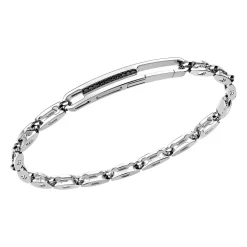 Bracciale solo maglia Zancan in argento con pietre nere.