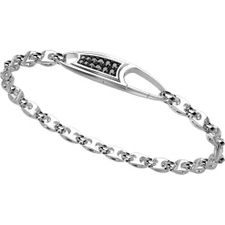 Bracciale solo maglia Zancan in argento con pietre nere.