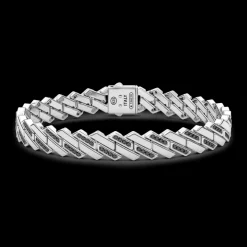 Bracciale solo maglia Zancan in argento con pietre nere.