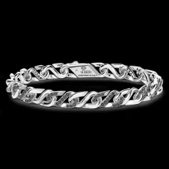 Bracciale solo maglia Zancan in argento con pietre nere.