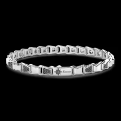 Bracciale solo maglia Zancan in argento con pietre nere.