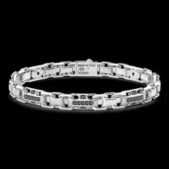 Bracciale solo maglia Zancan in argento con pietre nere.