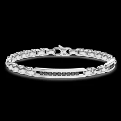 Bracciale solo maglia Zancan in argento con pietre nere.