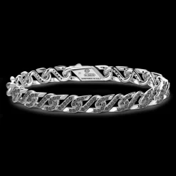 Bracciale solo maglia Zancan in argento con pietre nere.