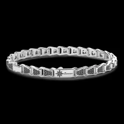 Bracciale solo maglia Zancan in argento con pietre nere.