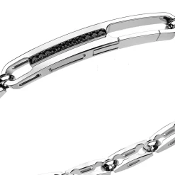 Bracciale solo maglia Zancan in argento con pietre nere.